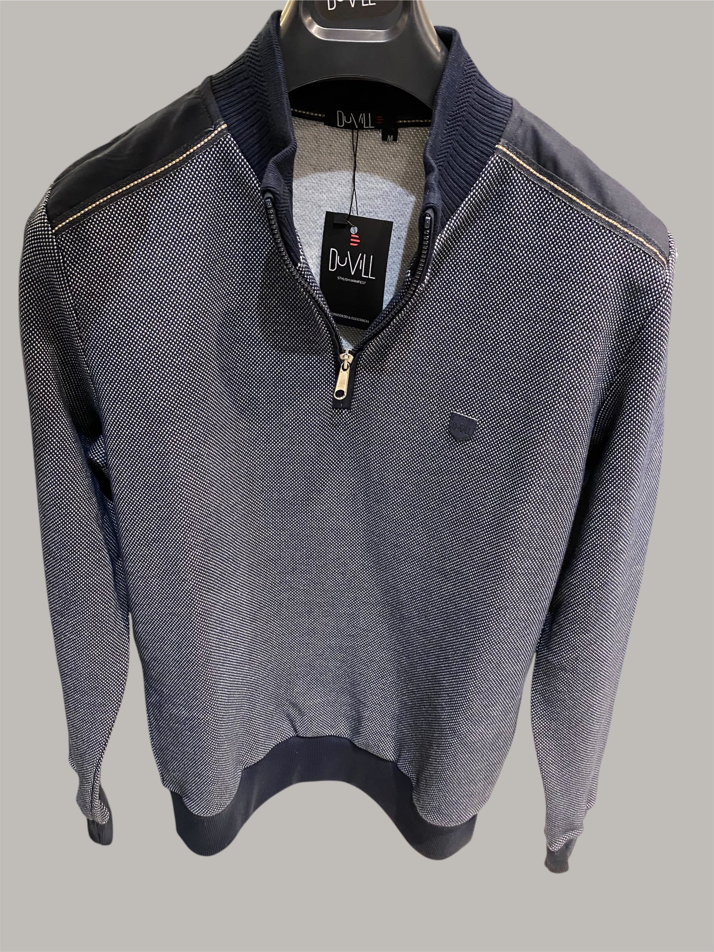 Polo Manga Comprida Azul mescla