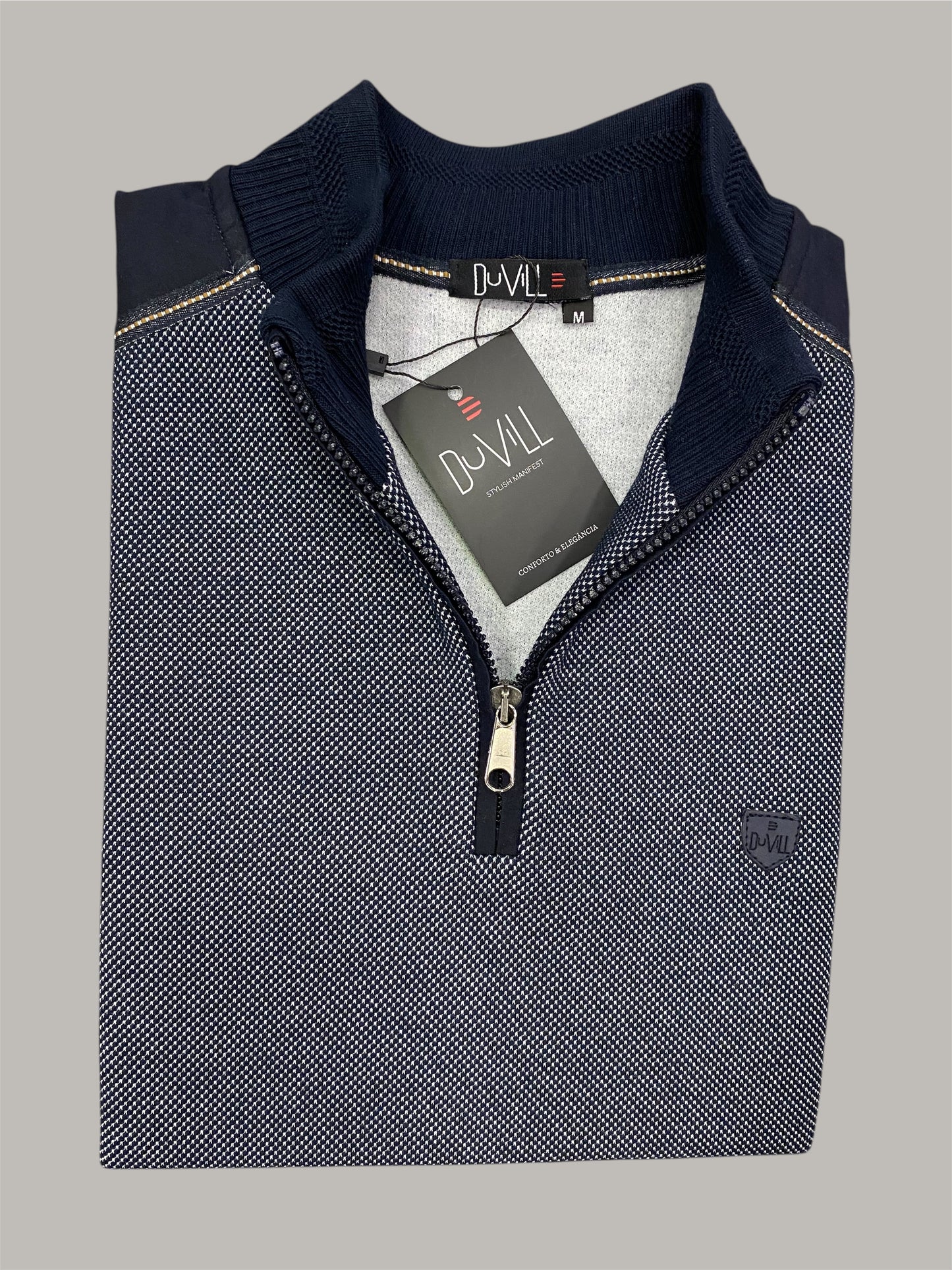 Polo Manga Comprida Azul mescla