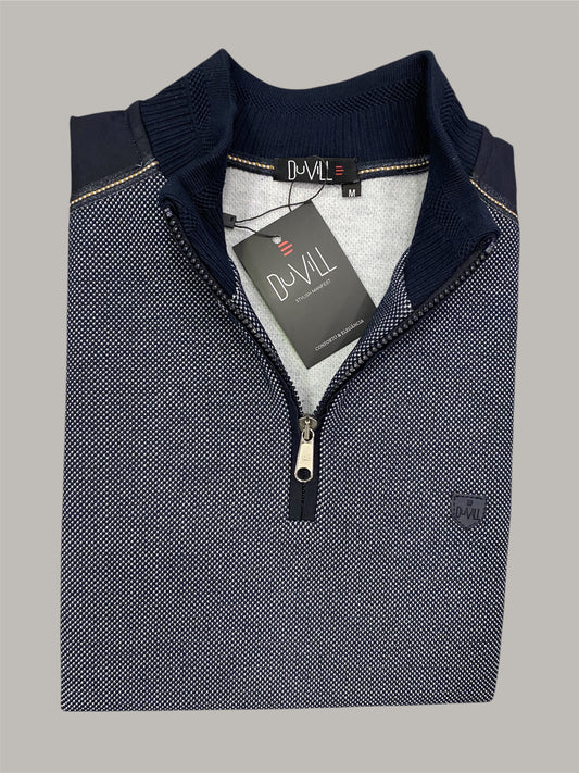 Polo Manga Comprida Azul mescla