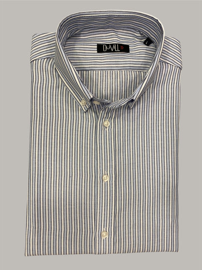 Camisa Regular Fit Risca Azul