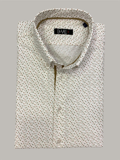 Slim Fit - desenho tipo flor em tons de castanho e verde