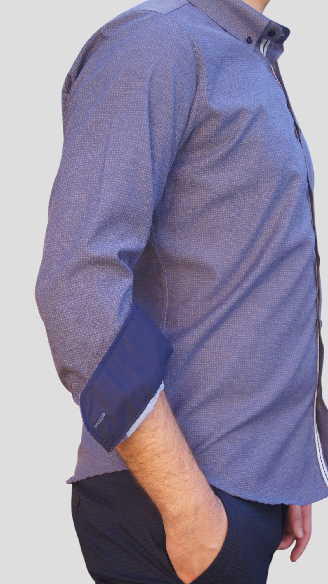 Slim Fit Azul com pinta castanha