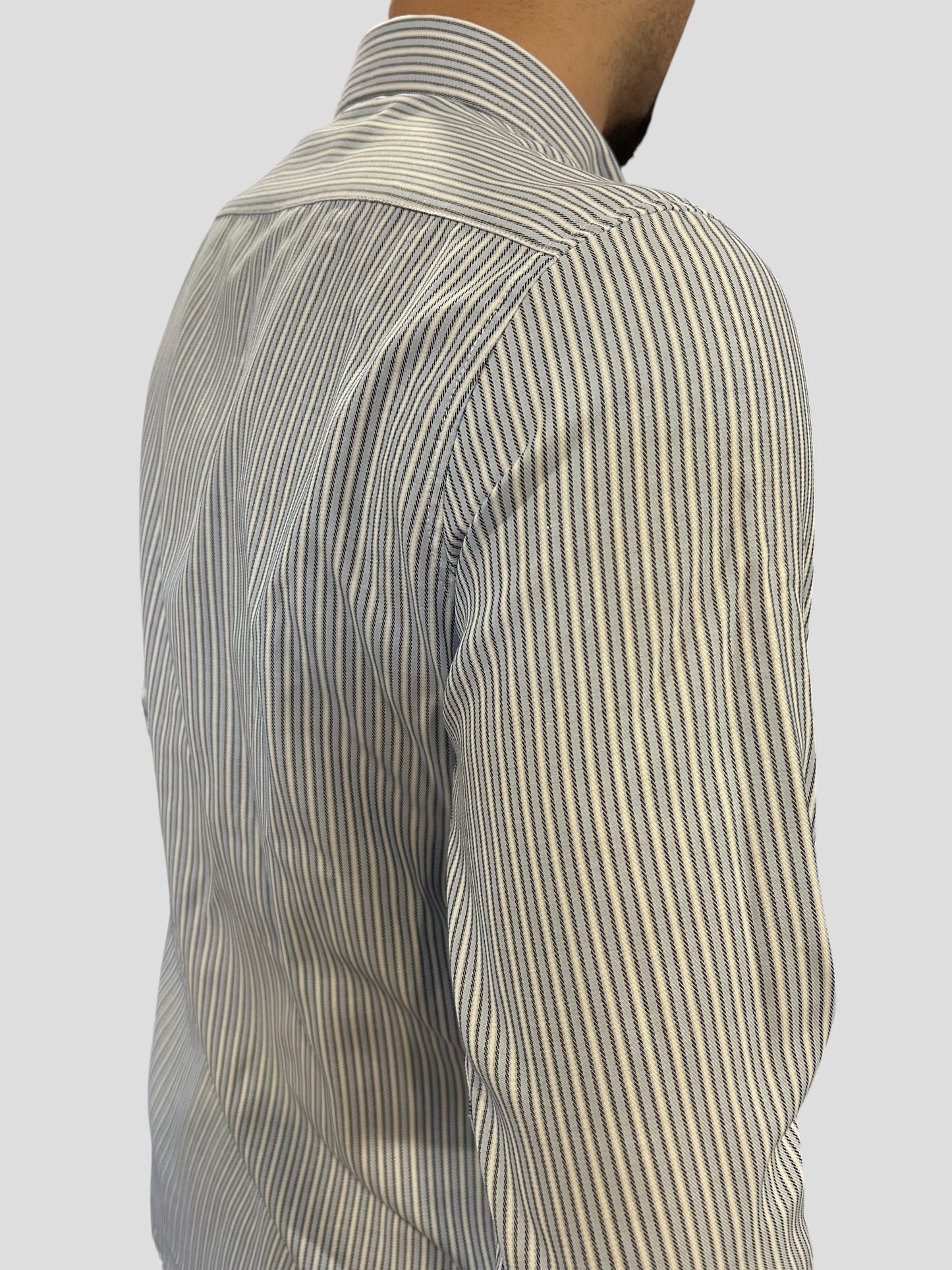 Camisa Regular Fit Risca Azul