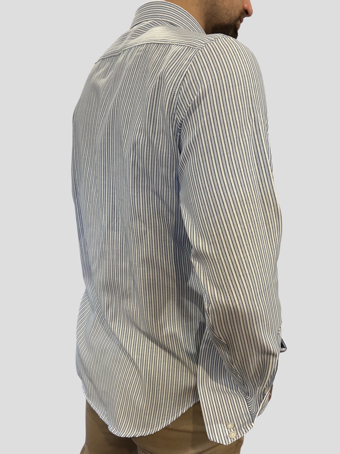 Camisa Regular Fit Risca Azul