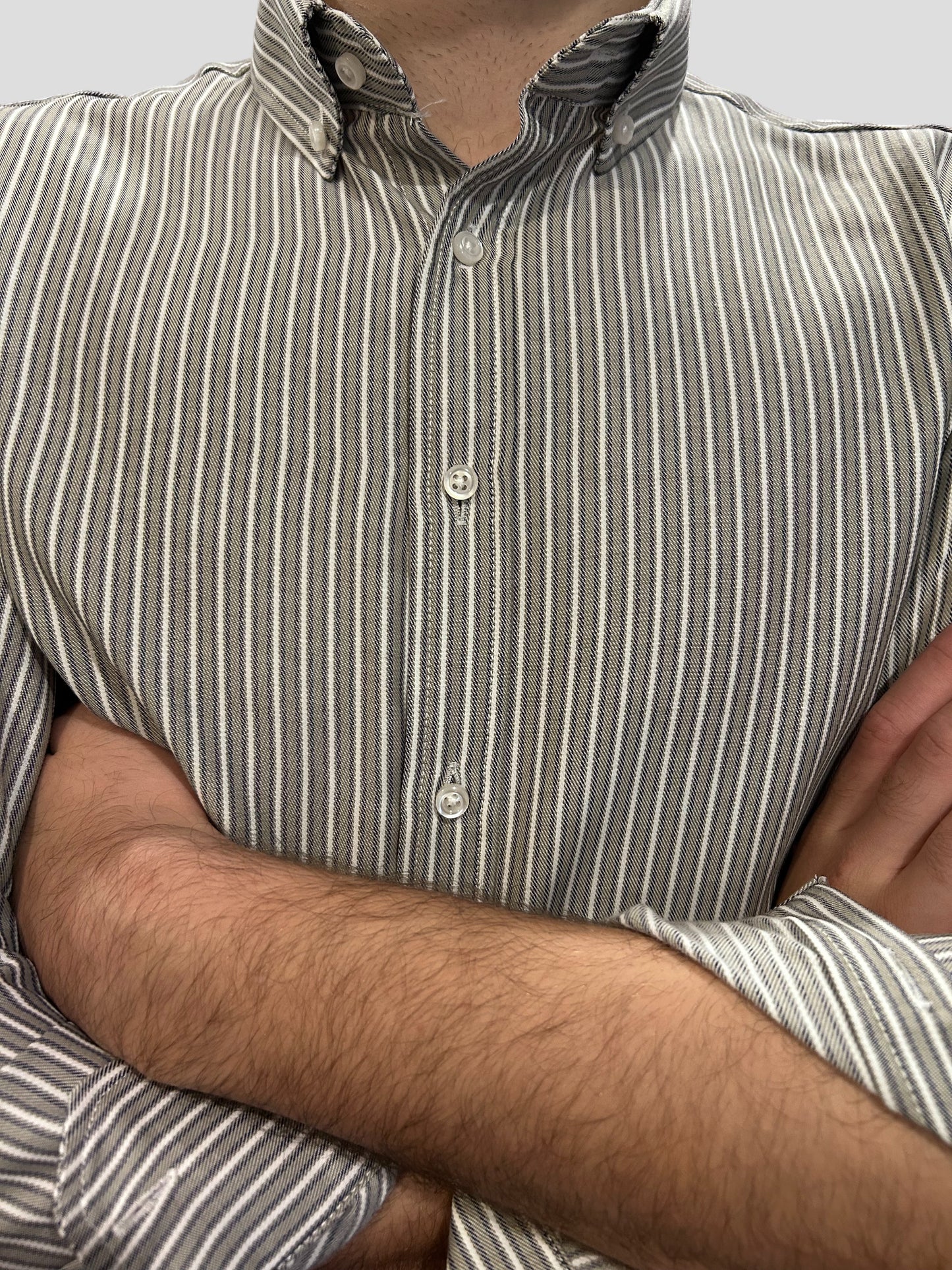 Camisa Regular Fit Risca Cáqui