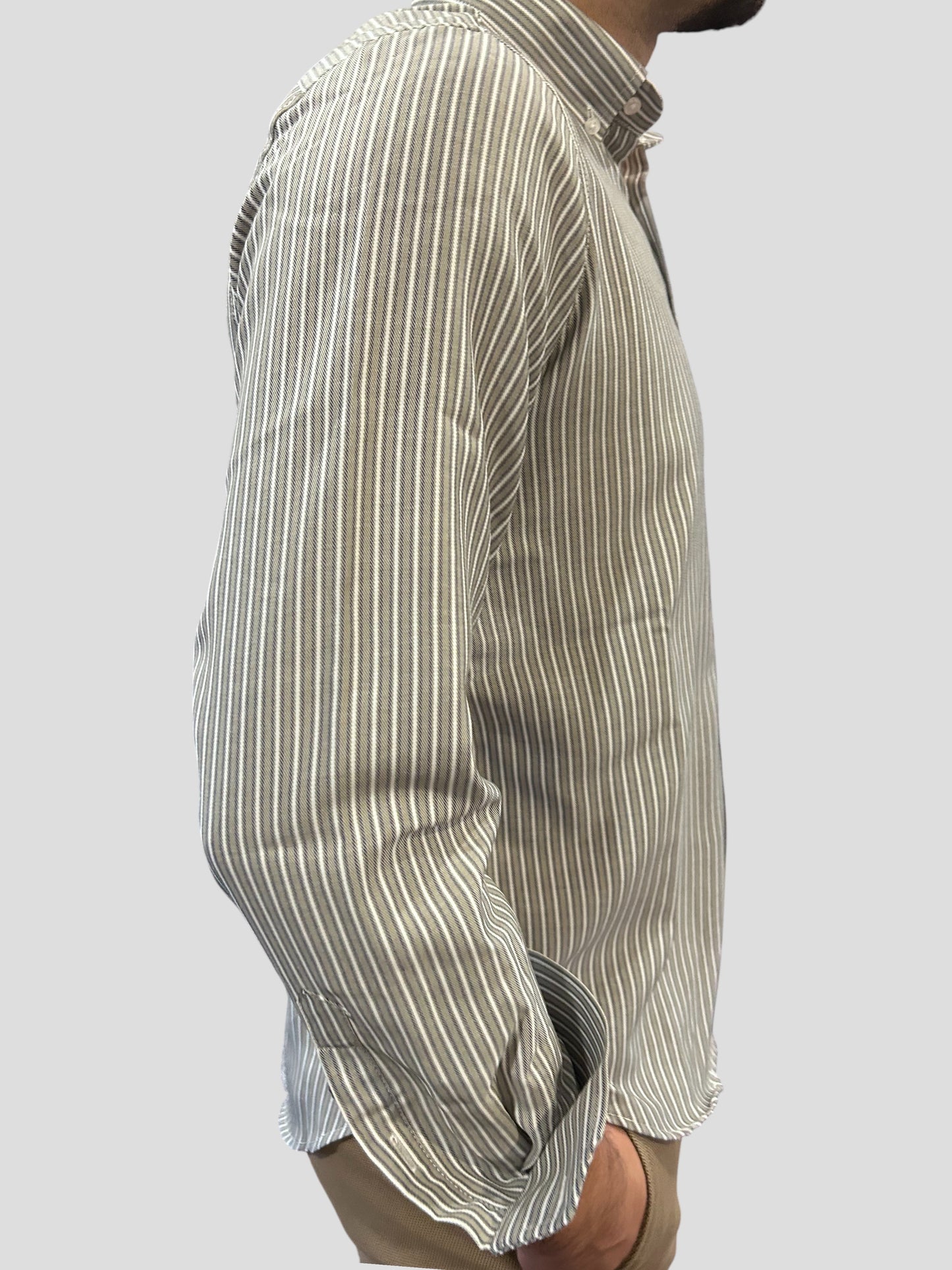 Camisa Regular Fit Risca Cáqui