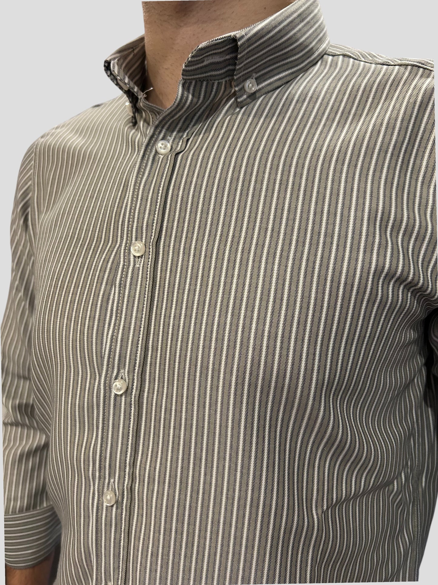 Camisa Regular Fit Risca Cáqui