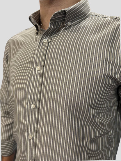 Camisa Regular Fit Risca Cáqui