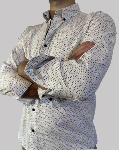 Slim Fit - desenho tipo flor em tons de castanho e azul