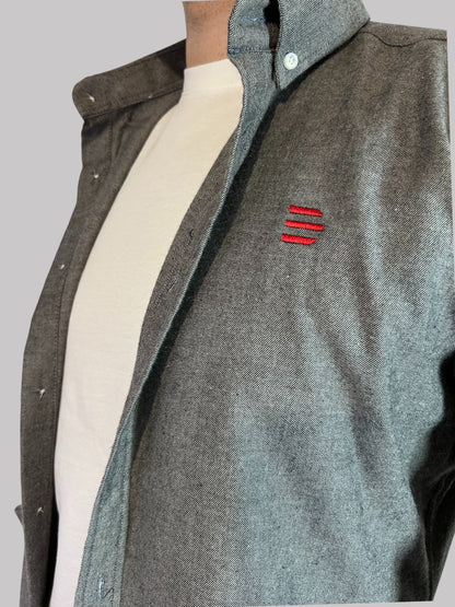 Camisa Slim Fit Cinza lisa