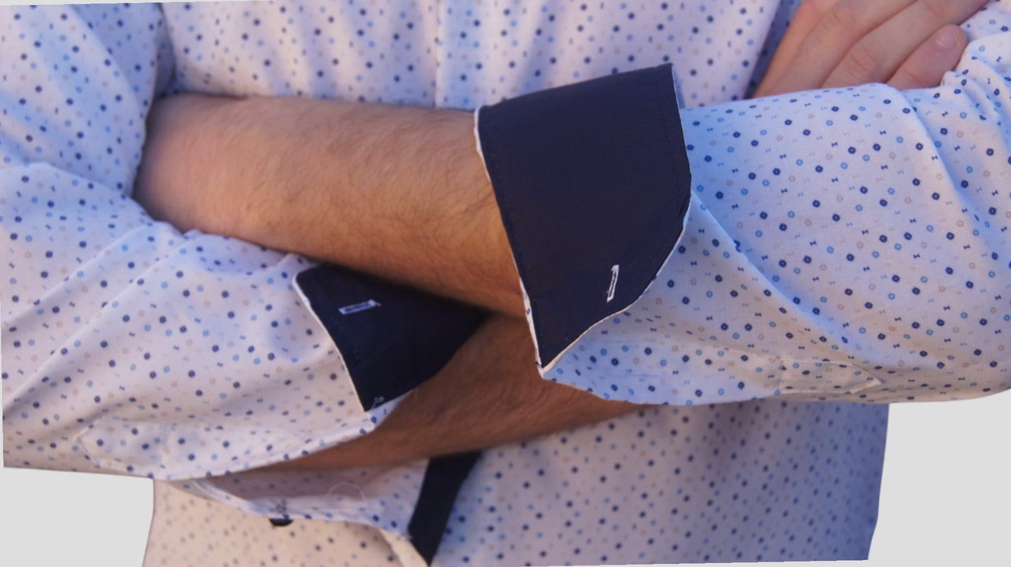 Slim Fit - Pintas marinho, azul claro e bege