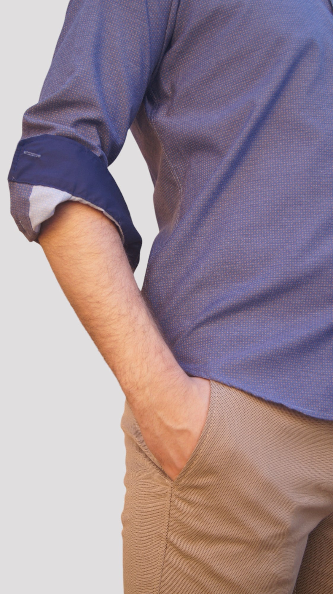 Slim Fit Azul com pinta castanha