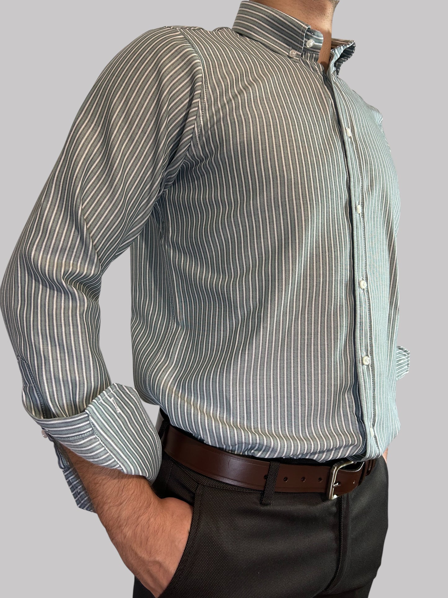 Camisa Regular Fit Risca Verde