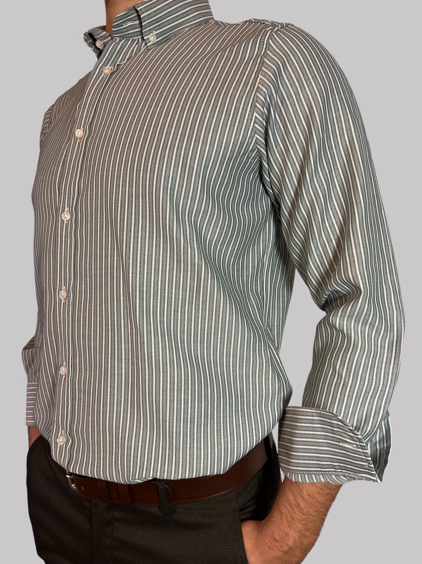 Camisa Regular Fit Risca Verde