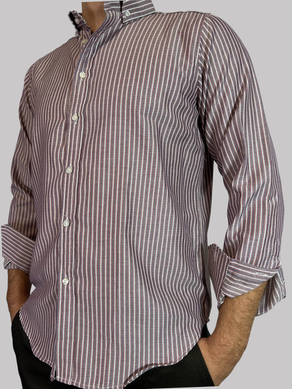 Camisa Regular Fit Risca Vermelha