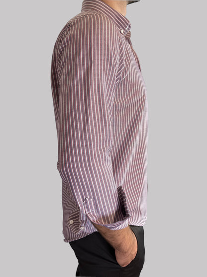 Camisa Regular Fit Risca Vermelha