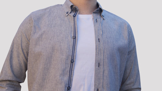 Camisa Regular Fit Azul Risca