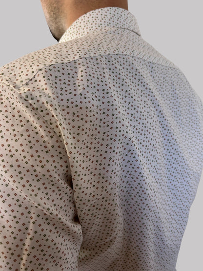 Slim Fit - desenho tipo flor em tons de castanho e verde