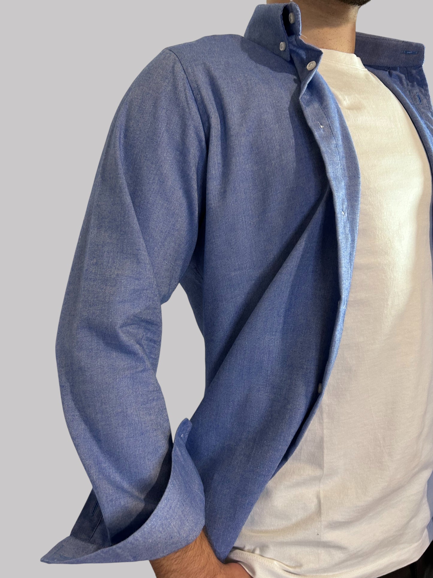 Camisa Slim Fit Azul lisa