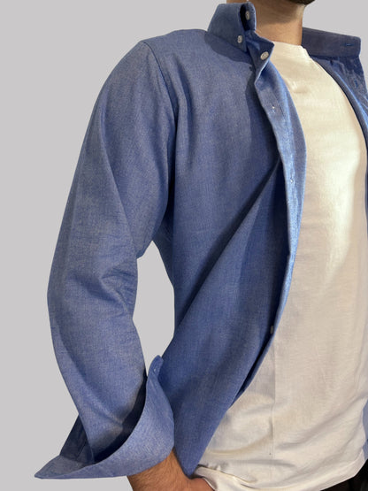 Camisa Slim Fit Azul lisa