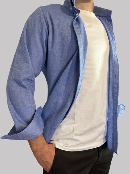 Camisa Slim Fit Azul lisa