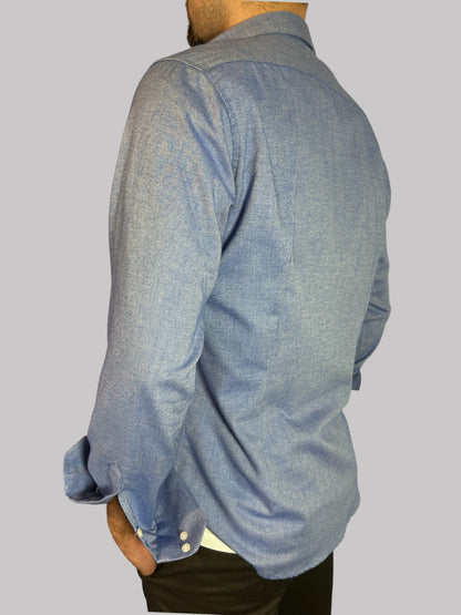 Camisa Slim Fit Azul lisa