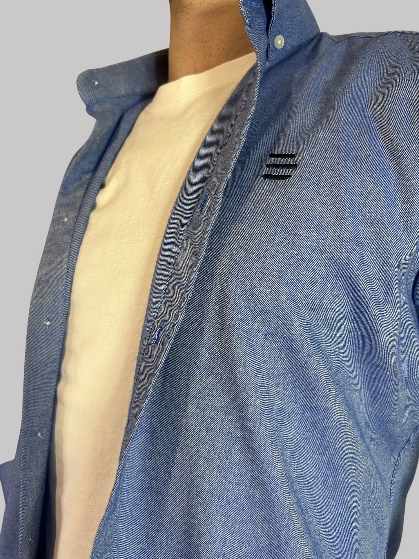 Camisa Slim Fit Azul lisa