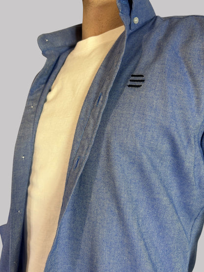 Camisa Slim Fit Azul lisa