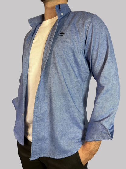 Camisa Slim Fit Azul lisa