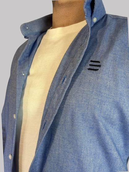 Camisa Slim Fit Azul lisa