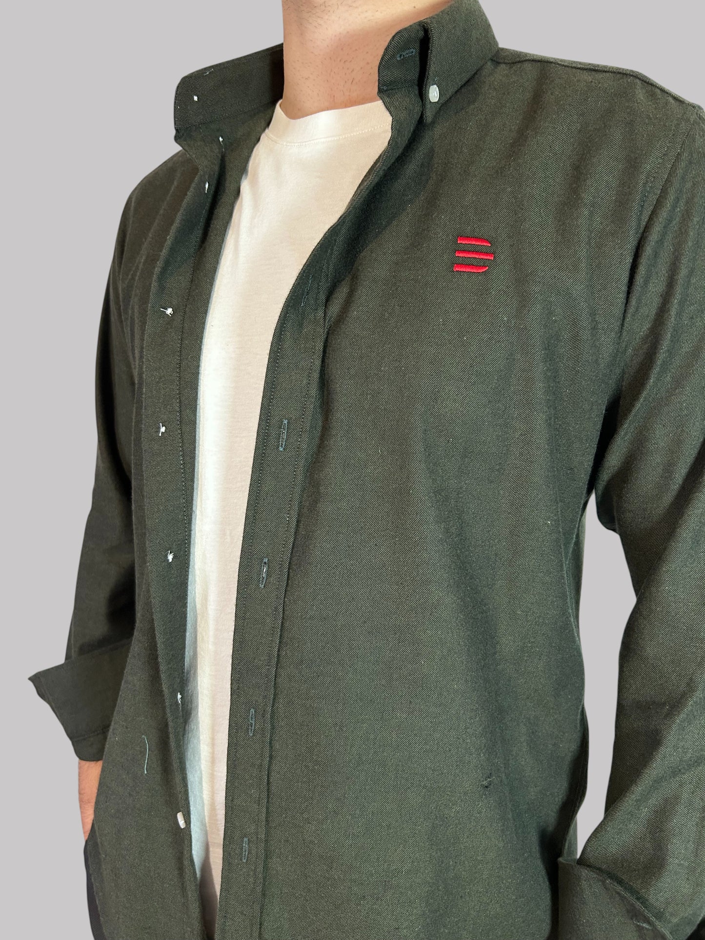 Camisa Slim Fit Verde lisa