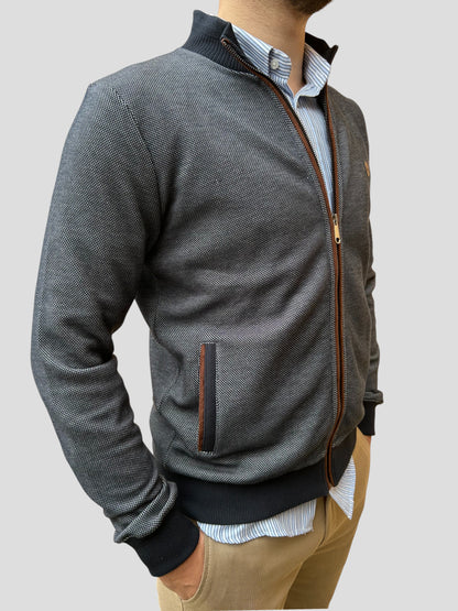 Casaco Fecho Azul Mescla Cardado