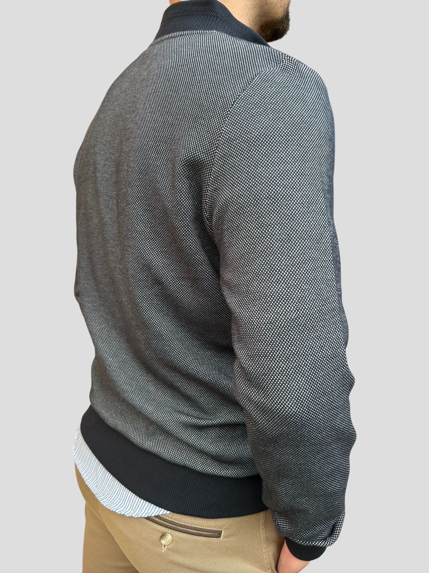 Casaco Fecho Azul Mescla Cardado