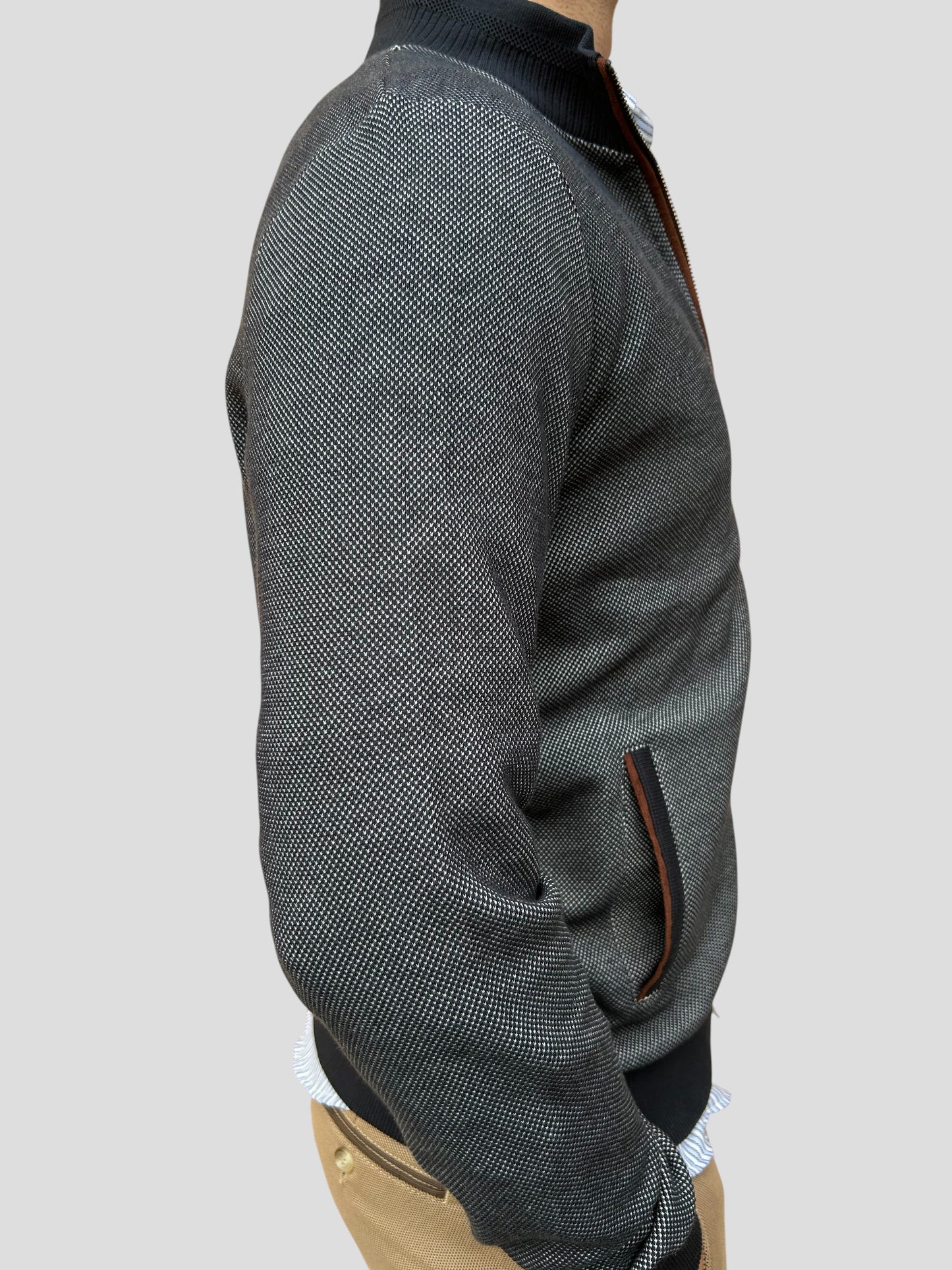 Casaco Fecho Azul Mescla Cardado