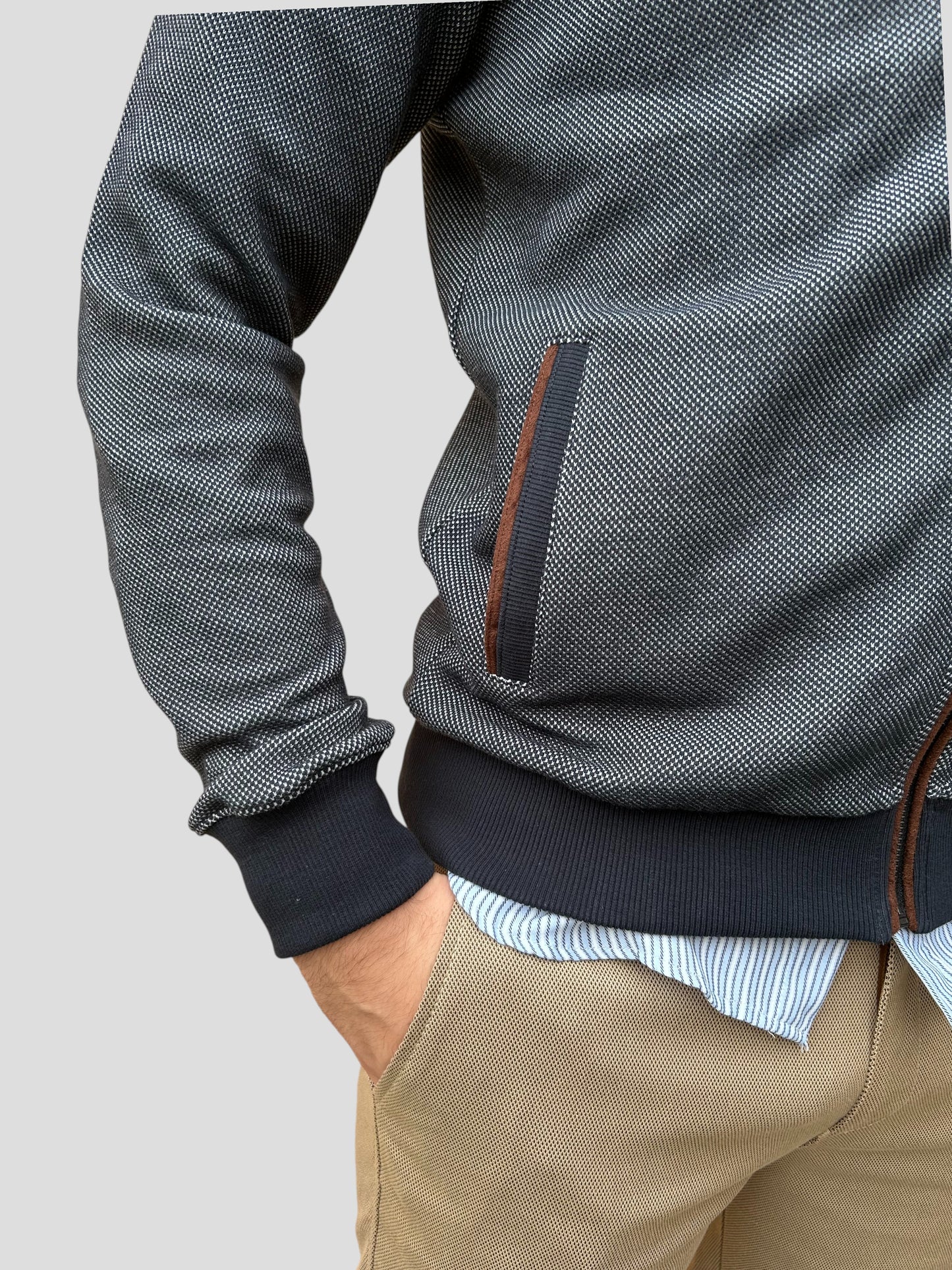 Casaco Fecho Azul Mescla Cardado