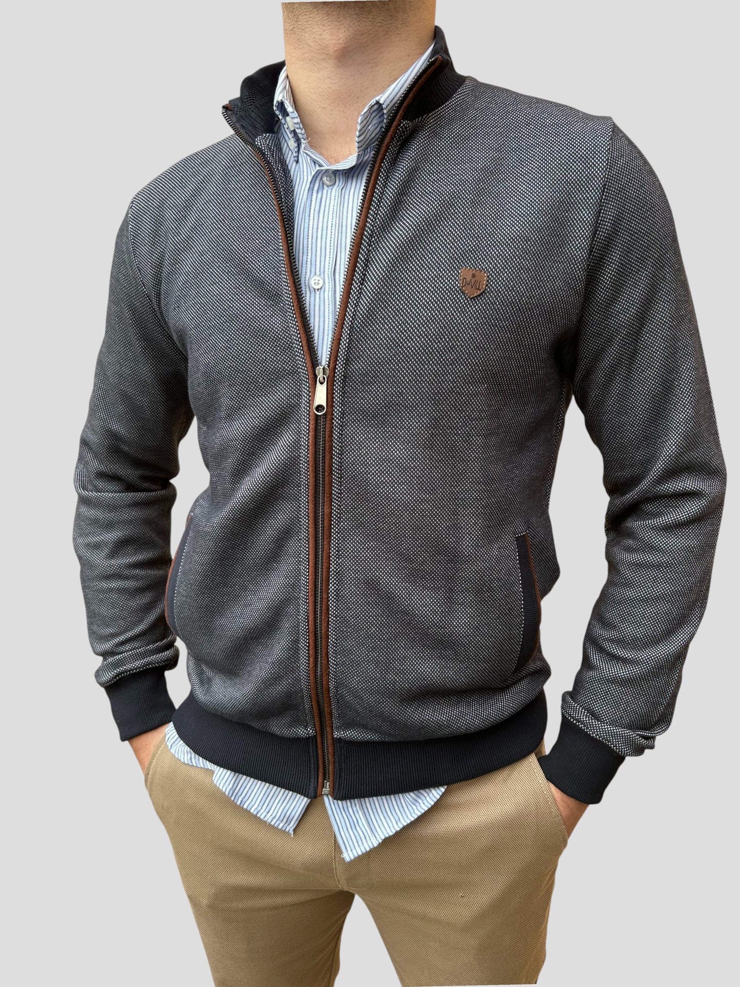 Casaco Fecho Azul Mescla Cardado