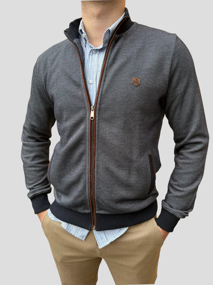 Casaco Fecho Azul Mescla Cardado