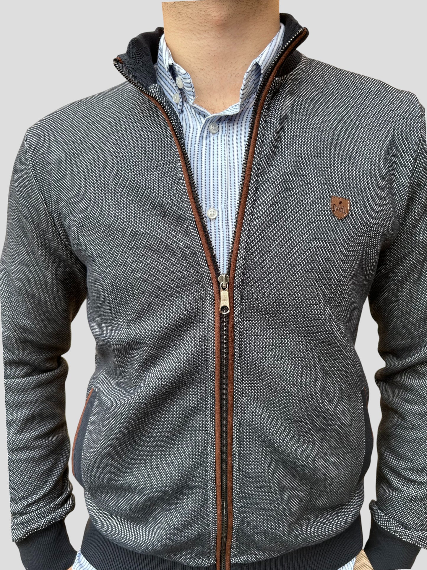 Casaco Fecho Azul Mescla Cardado