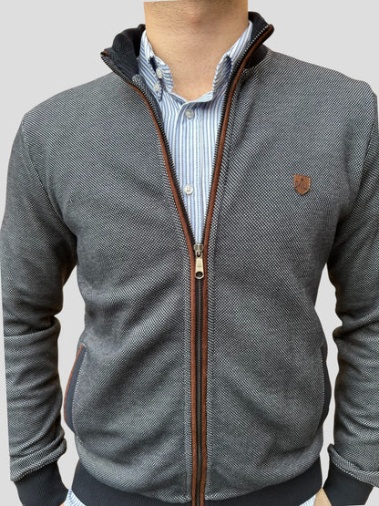 Casaco Fecho Azul Mescla Cardado