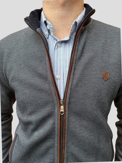 Casaco Fecho Azul Mescla Cardado