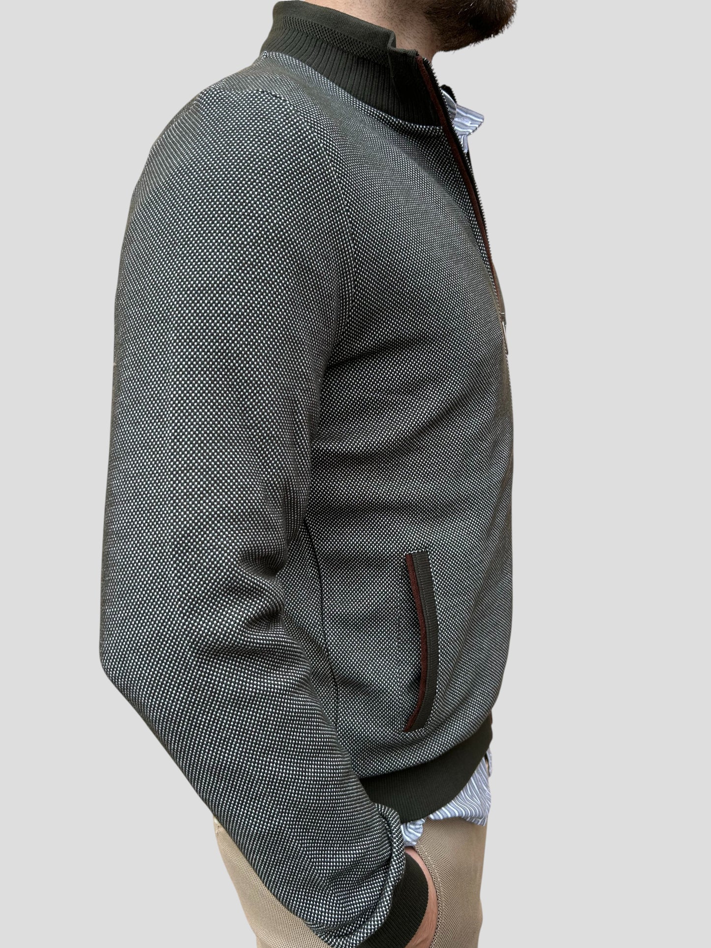 Casaco Fecho Verde Mescla Cardado