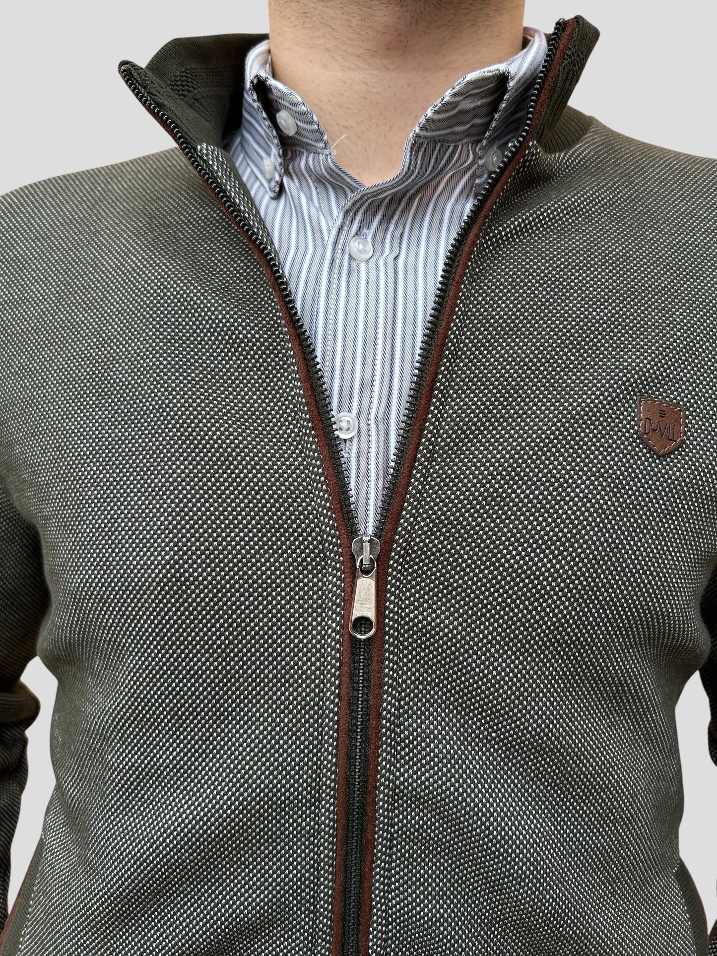 Casaco Fecho Verde Mescla Cardado