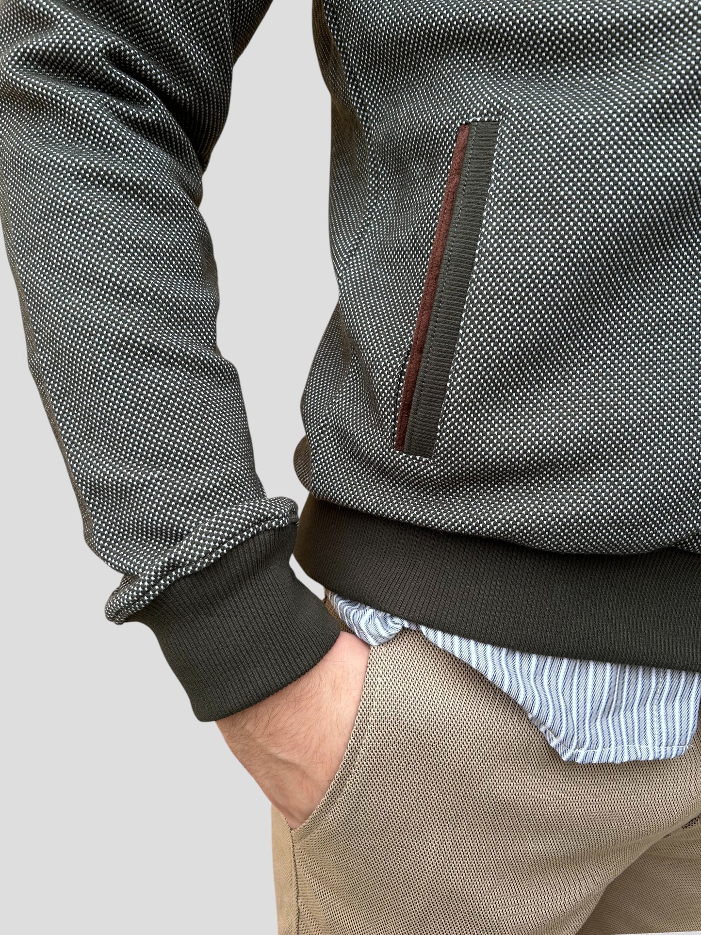 Casaco Fecho Verde Mescla Cardado