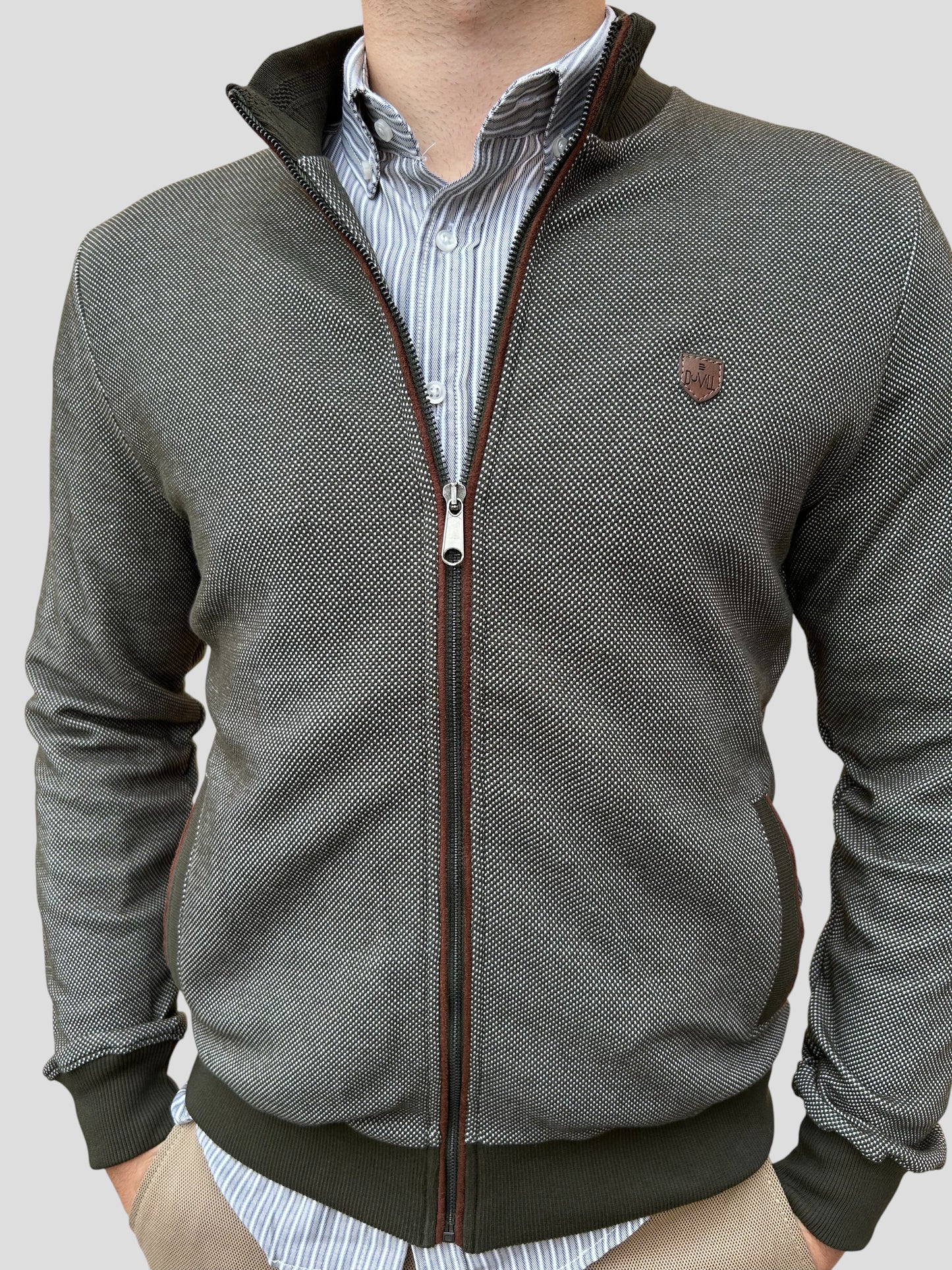 Casaco Fecho Verde Mescla Cardado