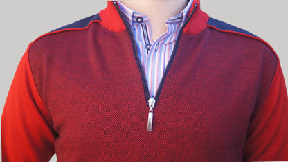 Camisola de Fecho Lã Merino Vermelha