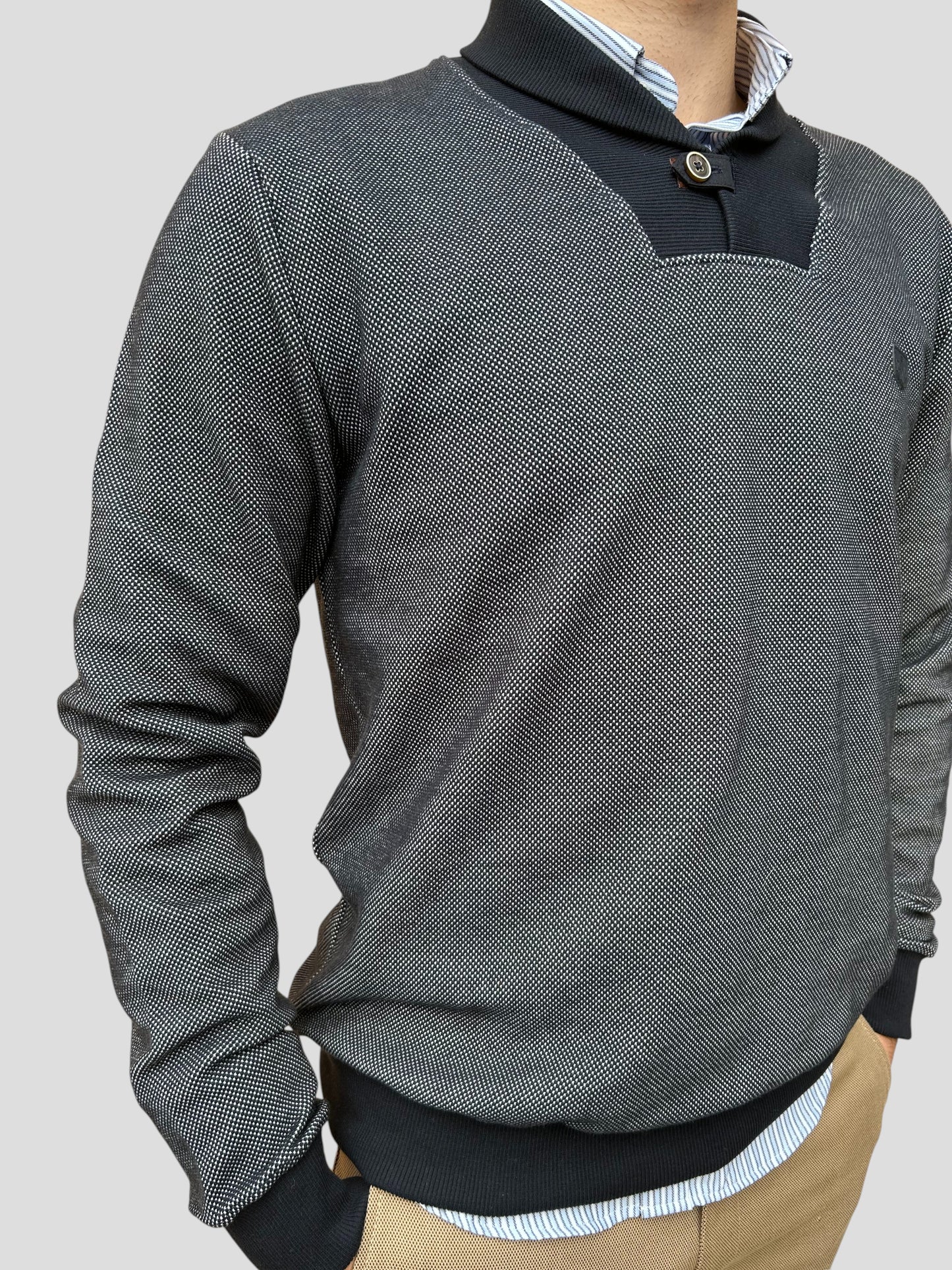 Camisola Botão Azul