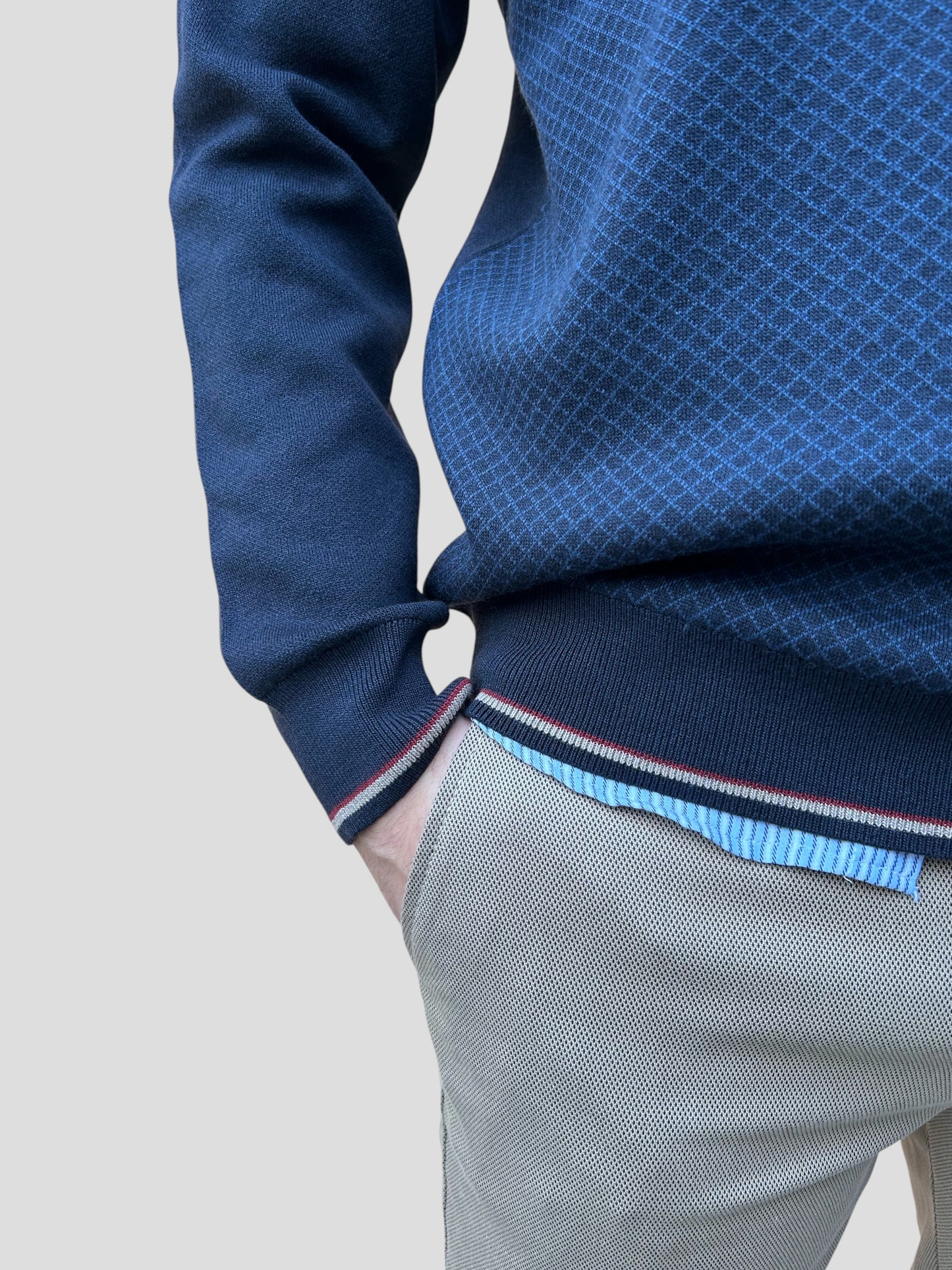 Malha Fecho Losango azul