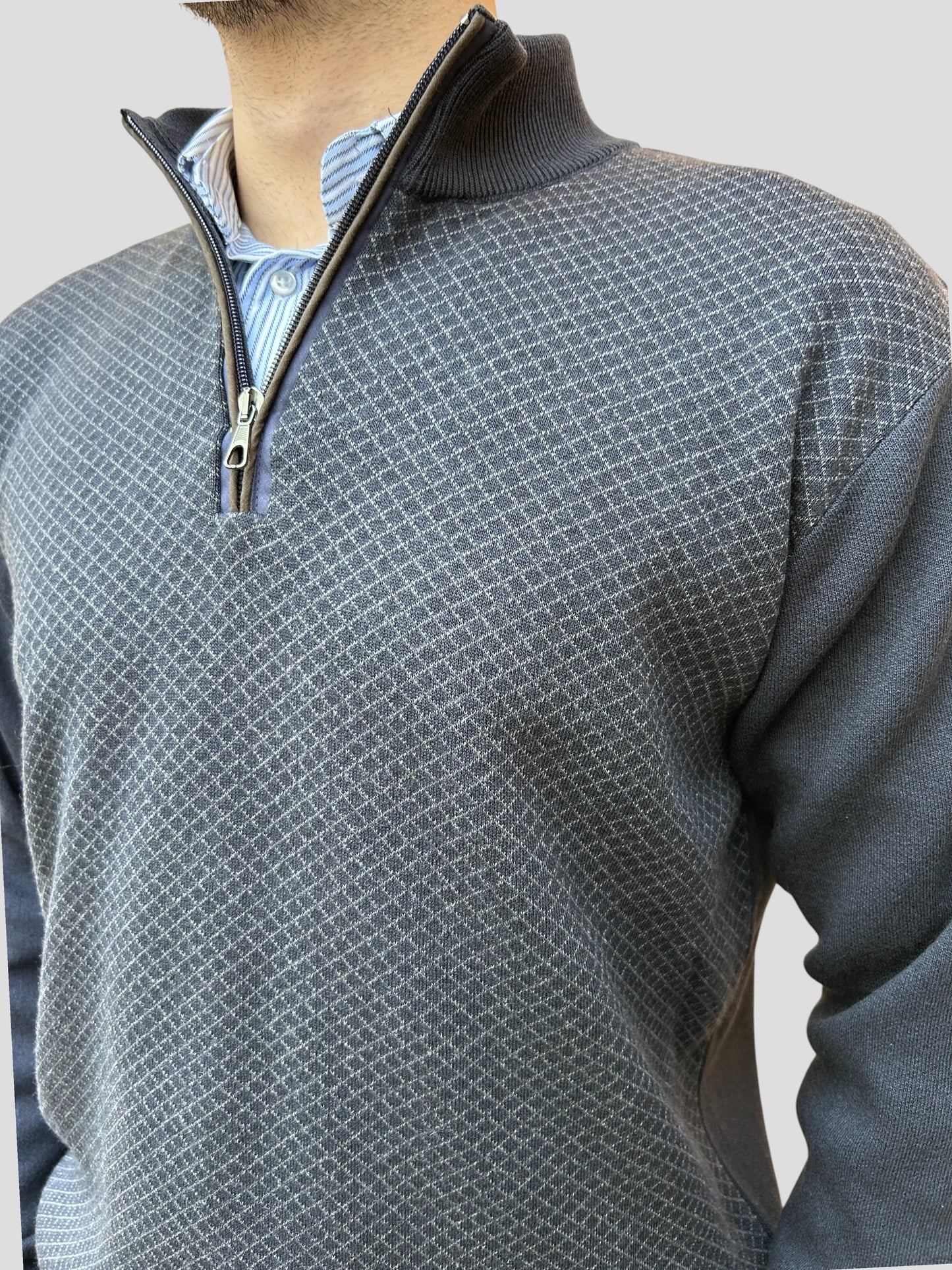 Malha Fecho Losango Cinza