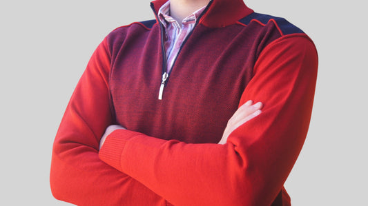 Camisola de Fecho Lã Merino Vermelha