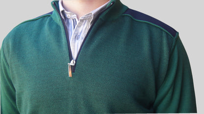 Camisola de Fecho Lã Merino Verde